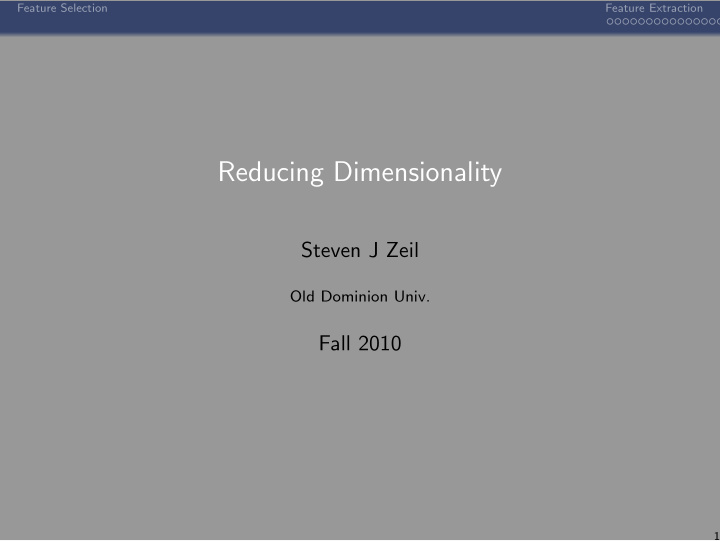 reducing dimensionality