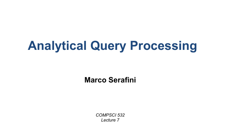 analytical query processing