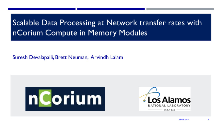 scalable data processing at network transfer rates with