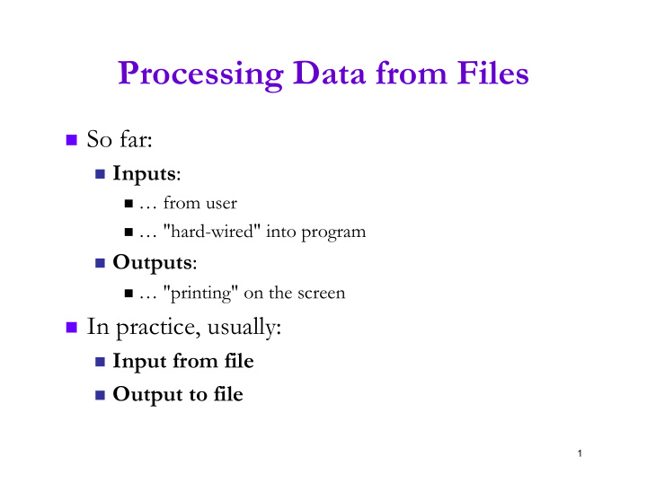 processing data from files