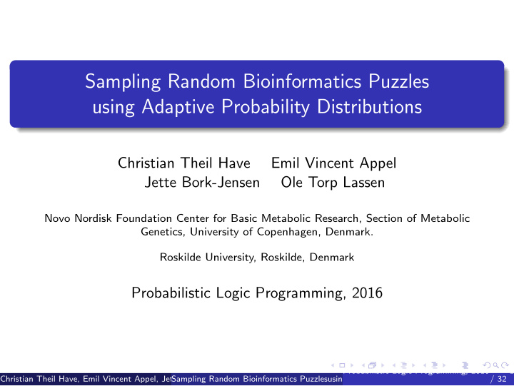 sampling random bioinformatics puzzles using adaptive