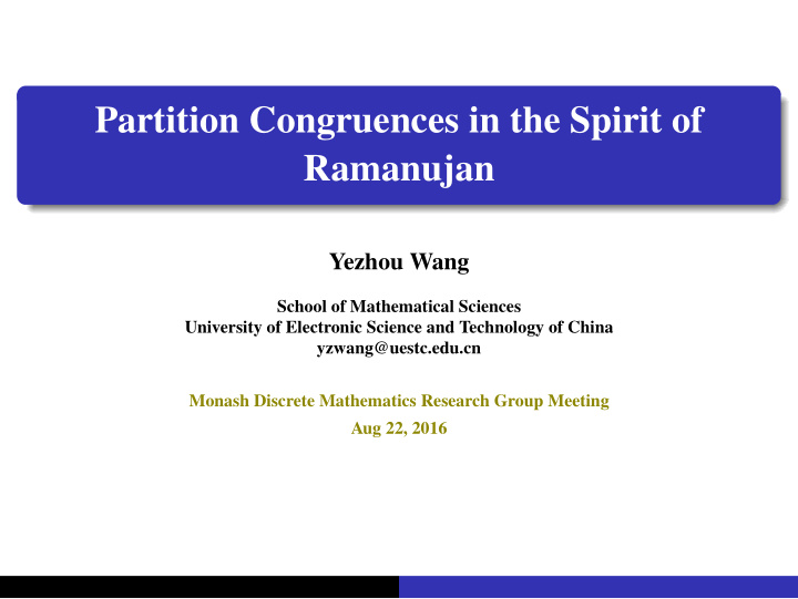 partition congruences in the spirit of ramanujan