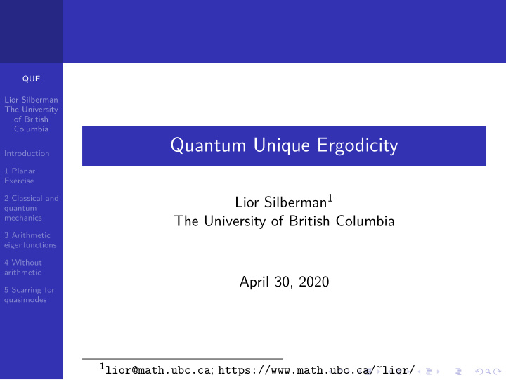 quantum unique ergodicity