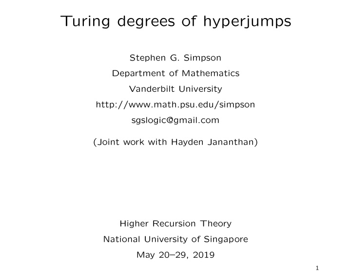 turing degrees of hyperjumps