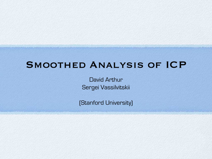 smoothed analysis of icp