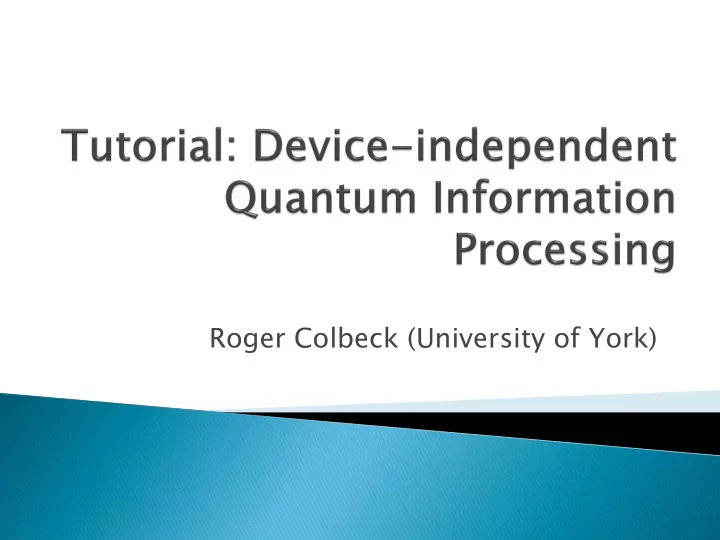 roger colbeck university of york