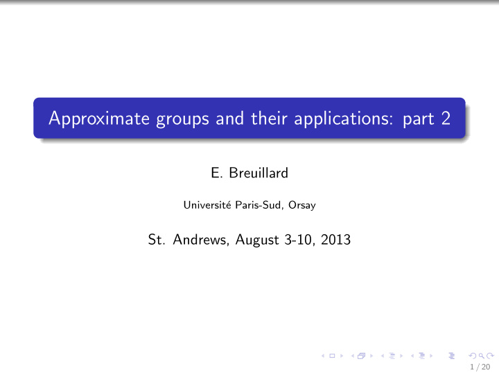 approximate groups and their applications part 2