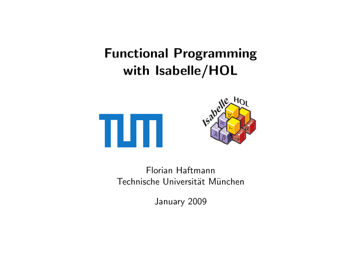 functional programming with isabelle hol