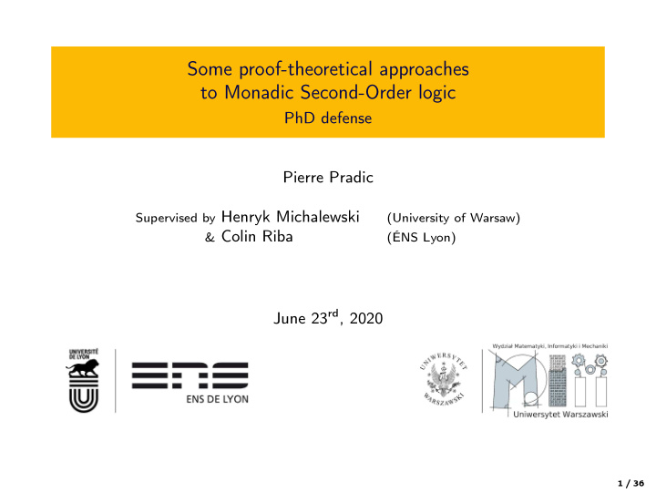 some proof theoretical approaches to monadic second order