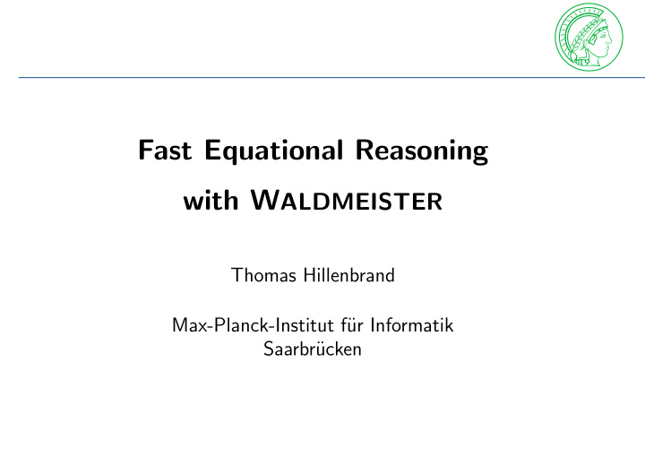 fast equational reasoning