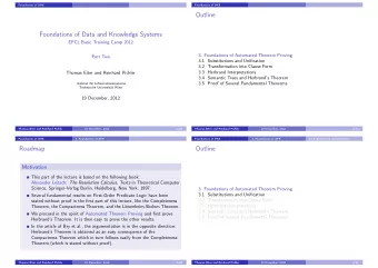 Outline  Foundations of Data and Knowledge Systems  EPCL Basic Training Camp 2012  3. Foundations