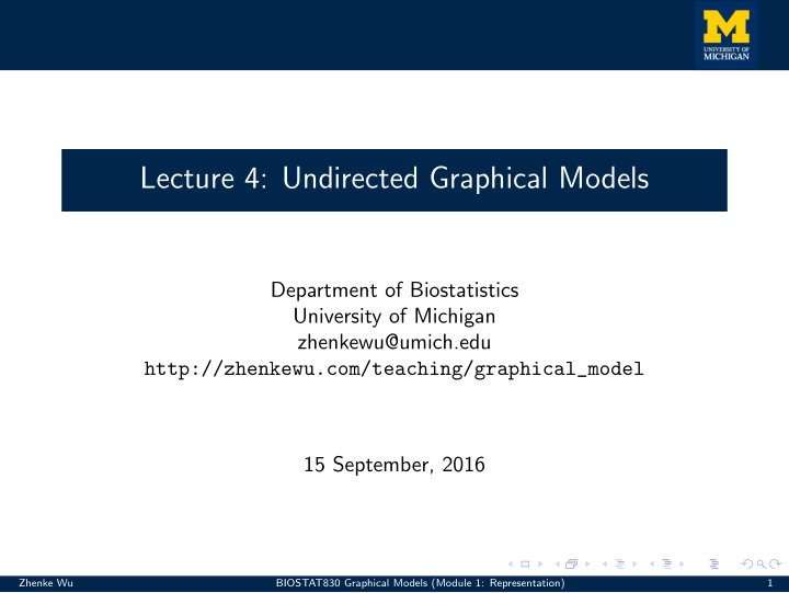lecture 4 undirected graphical models