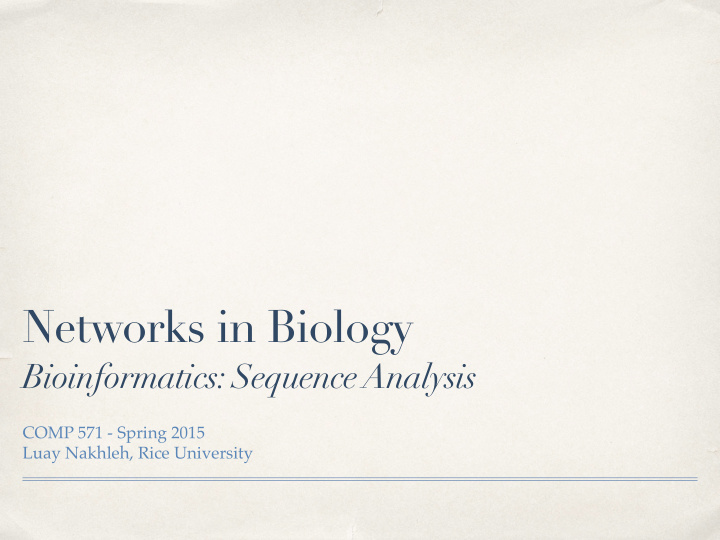 networks in biology
