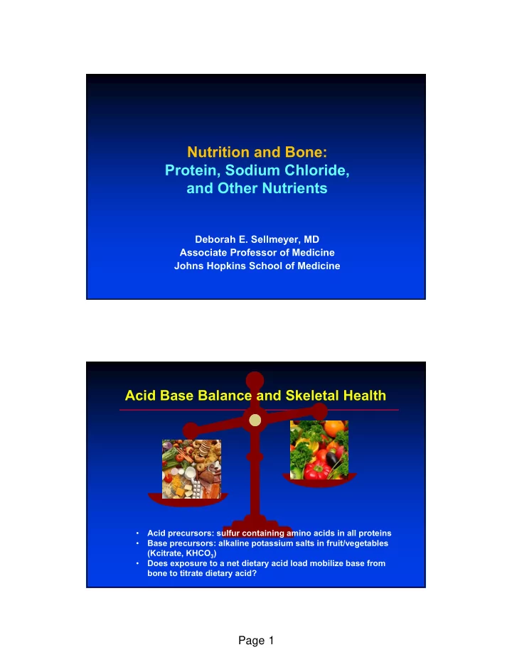 nutrition and bone protein sodium chloride and other