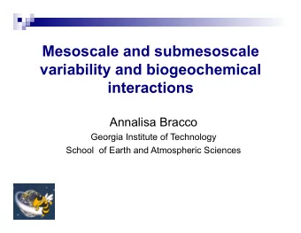 Mesoscale and submesoscale  variability and biogeochemical  interactions  Annalisa Bracco  Georgia