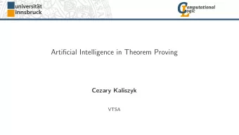 Artificial Intelligence in Theorem Proving  Cezary Kaliszyk  VTSA  Overview  Last Lecture  theorem