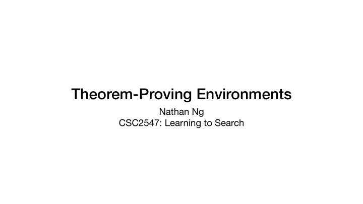 theorem proving environments