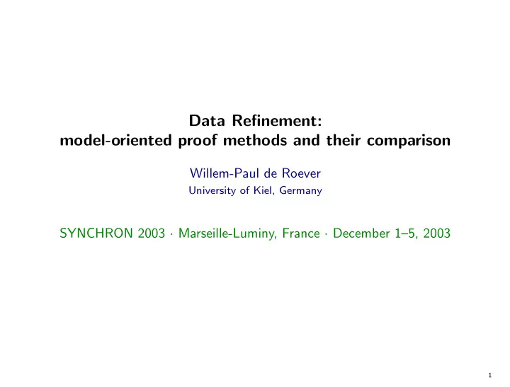 data refinement model oriented proof methods and their
