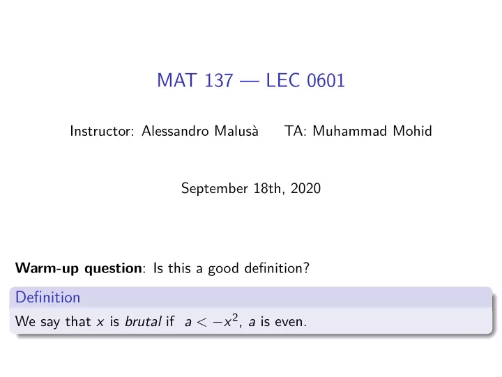 mat 137 lec 0601