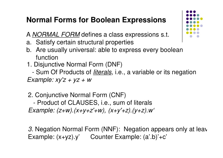 normal forms for boolean expressions