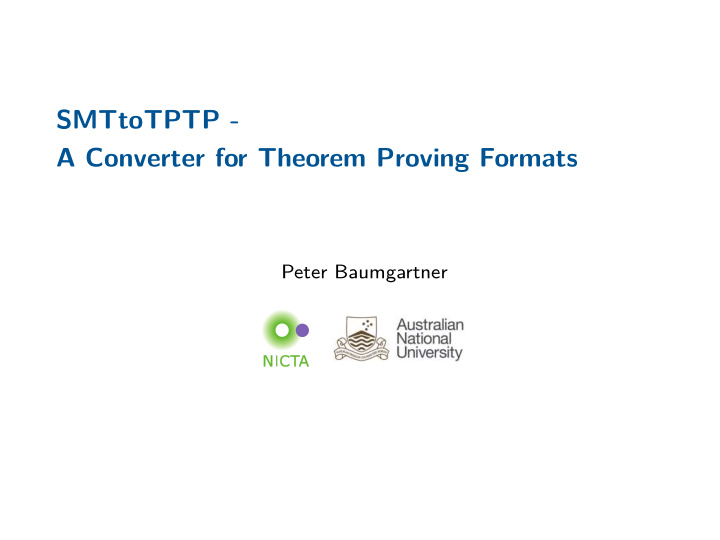 smttotptp a converter for theorem proving formats