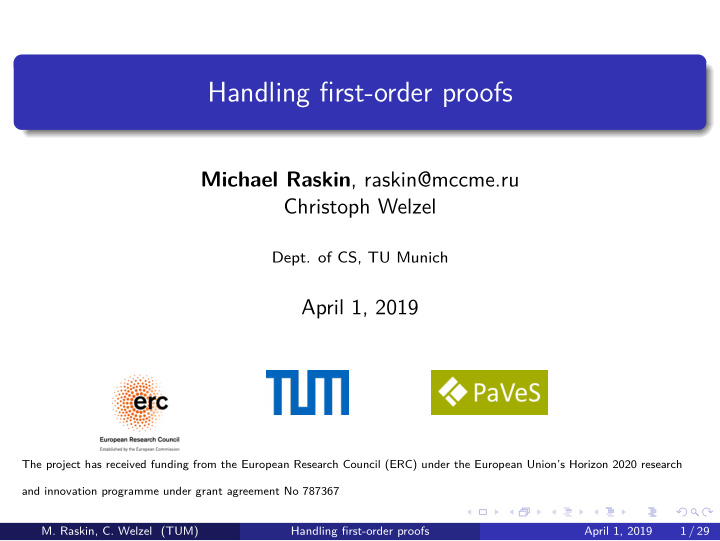 handling fjrst order proofs