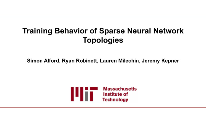 training behavior of sparse neural network topologies