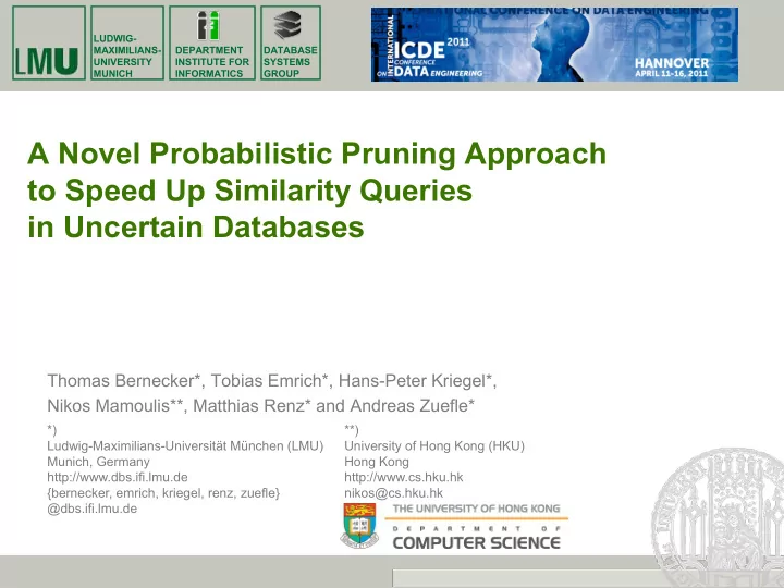 a novel probabilistic pruning approach to speed up