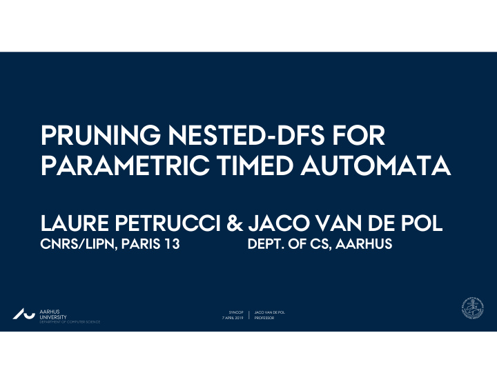 pruning nested dfs for parametric timed automata