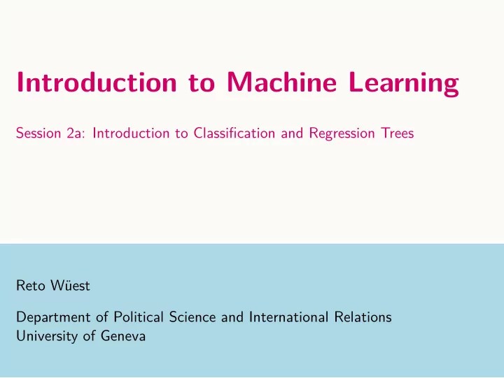 introduction to machine learning