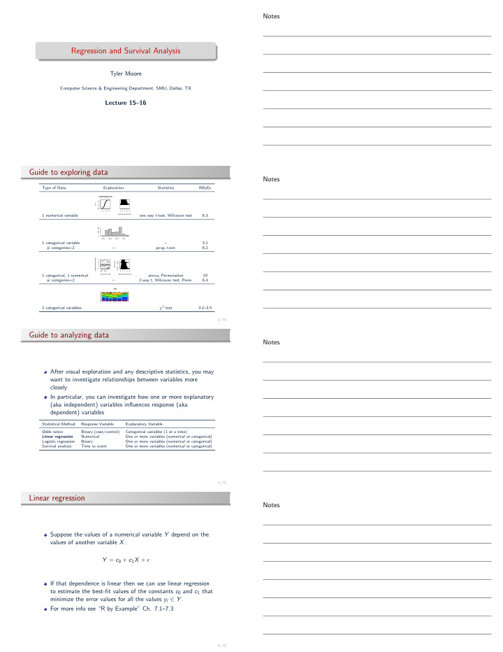 regression and survival analysis