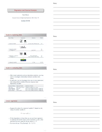 Regression and Survival Analysis  Tyler Moore  Computer Science &amp; Engineering Department, SMU,