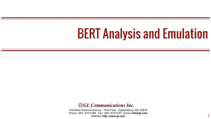 bert analysis and emulation