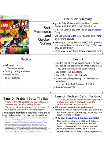 Sort  Sort  If g is in O(f) we say that f is an upper bound  Procedures  Procedures  for g.  and