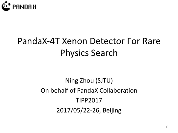 pandax 4t xenon detector for rare physics search