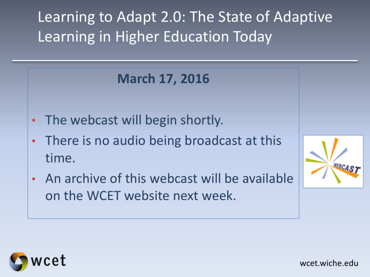 learning to adapt 2 0 the state of adaptive learning in