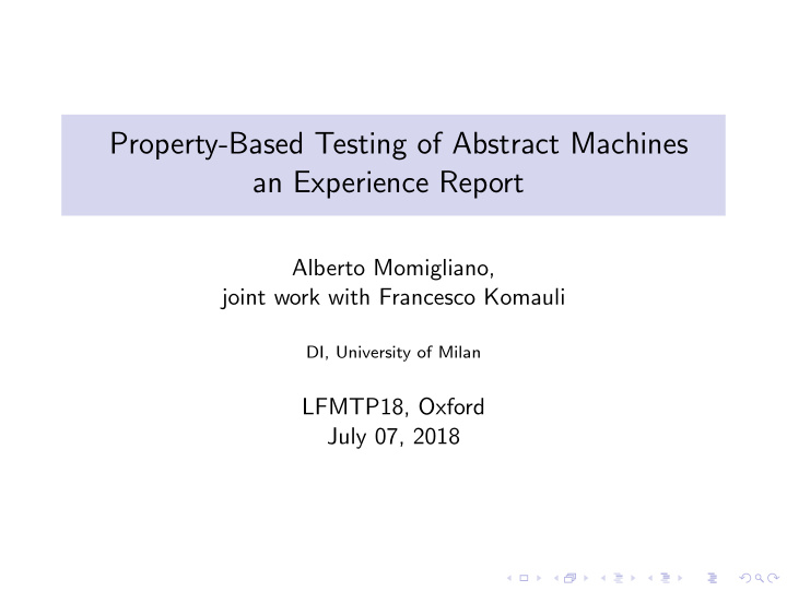 property based testing of abstract machines an experience