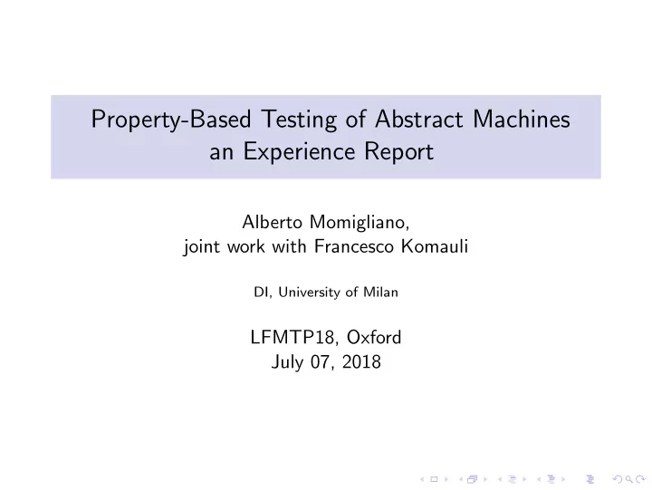 property based testing of abstract machines an experience