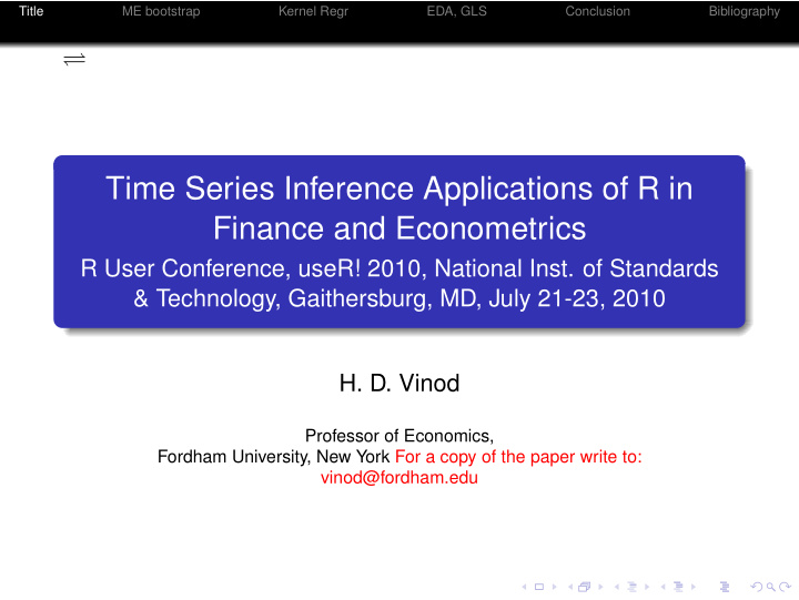 time series inference applications of r in finance and
