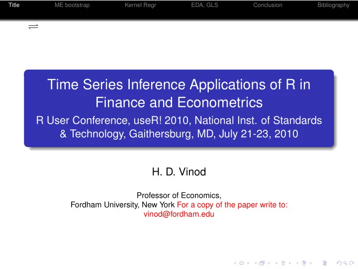 time series inference applications of r in finance and