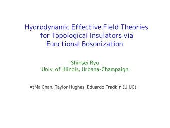Hydrodynamic Effective Field Theories  for Topological Insulators via  Functional Bosonization