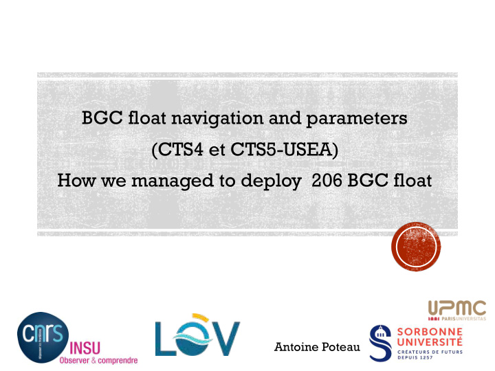 bgc float navigation and parameters cts4 et cts5 usea how