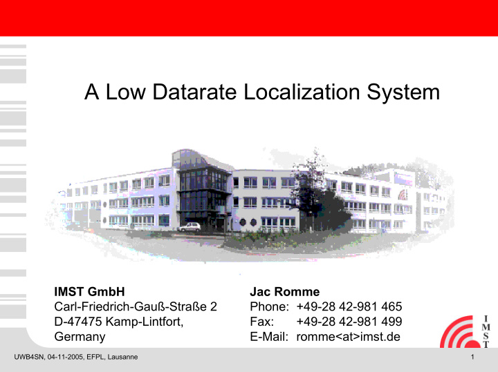 a low datarate localization system