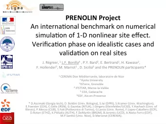 PRENOLIN  Project     An  interna.onal  benchmark  on  numerical