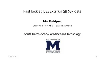 First look at ICEBERG run 2B SSP data Jairo Rodriguez Guillermo Fiorentjni  David Martjnez