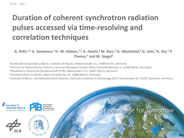 duration of coherent synchrotron radiation pulses
