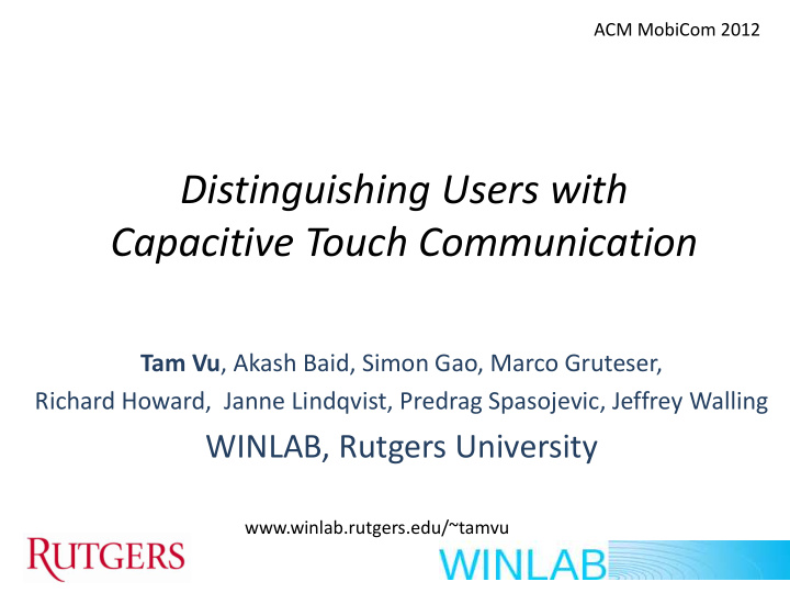 distinguishing users with capacitive touch communication