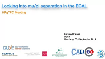 Looking into mu/pi separation in the ECAL.  HPgTPC Meeting  Eldwan Brianne  DESY Hamburg, 03 rd