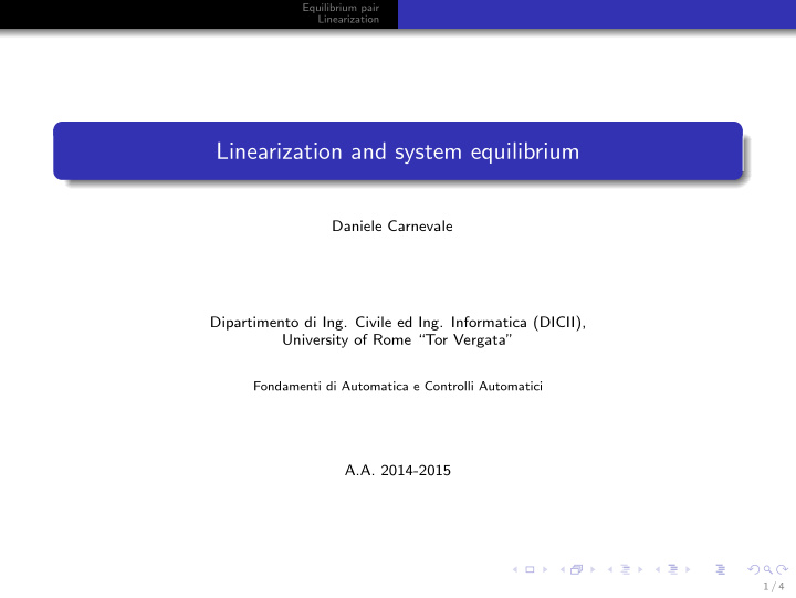 linearization and system equilibrium