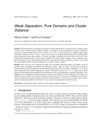 Weak Separation, Pure Domains and Cluster  Distance Miriam Farber 1  and Pavel Galashin 1  1